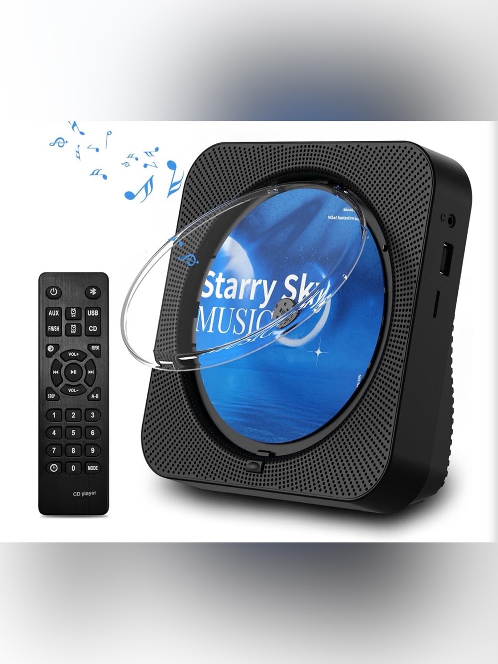 Portable Black CD Player Bluetooth Speaker - Black